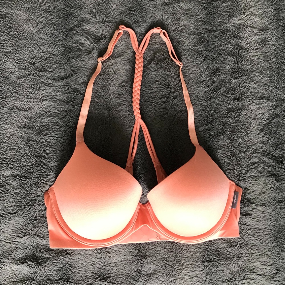 Aeries Salmon Pink Braided Bra 32C/34B